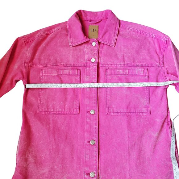 Gap Denim Utility Shirt Jacket with Washwell Color Pink Size Small - Picture 6 of 8
